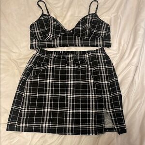 Black and White Plaid Skirt and Top